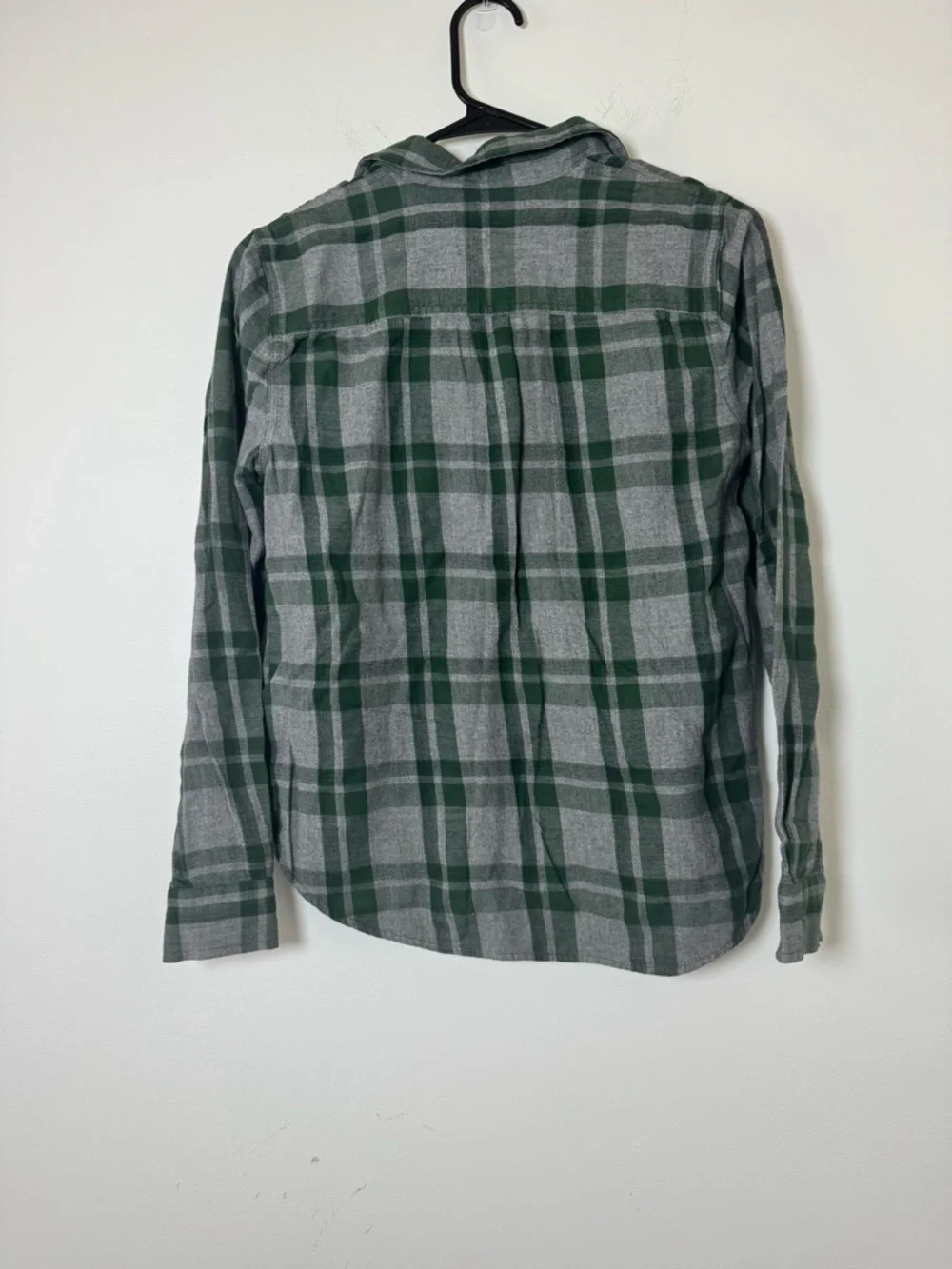 Madewell Plaid Flannel Shirt Women’s Small Green Gray Half Zip Pullover Cotton - Picture 6 of 6